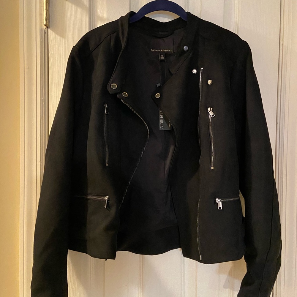 Vegan Suede Quilted Biker Jacket